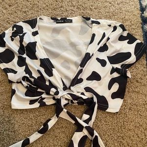 Cow print wrap crop top